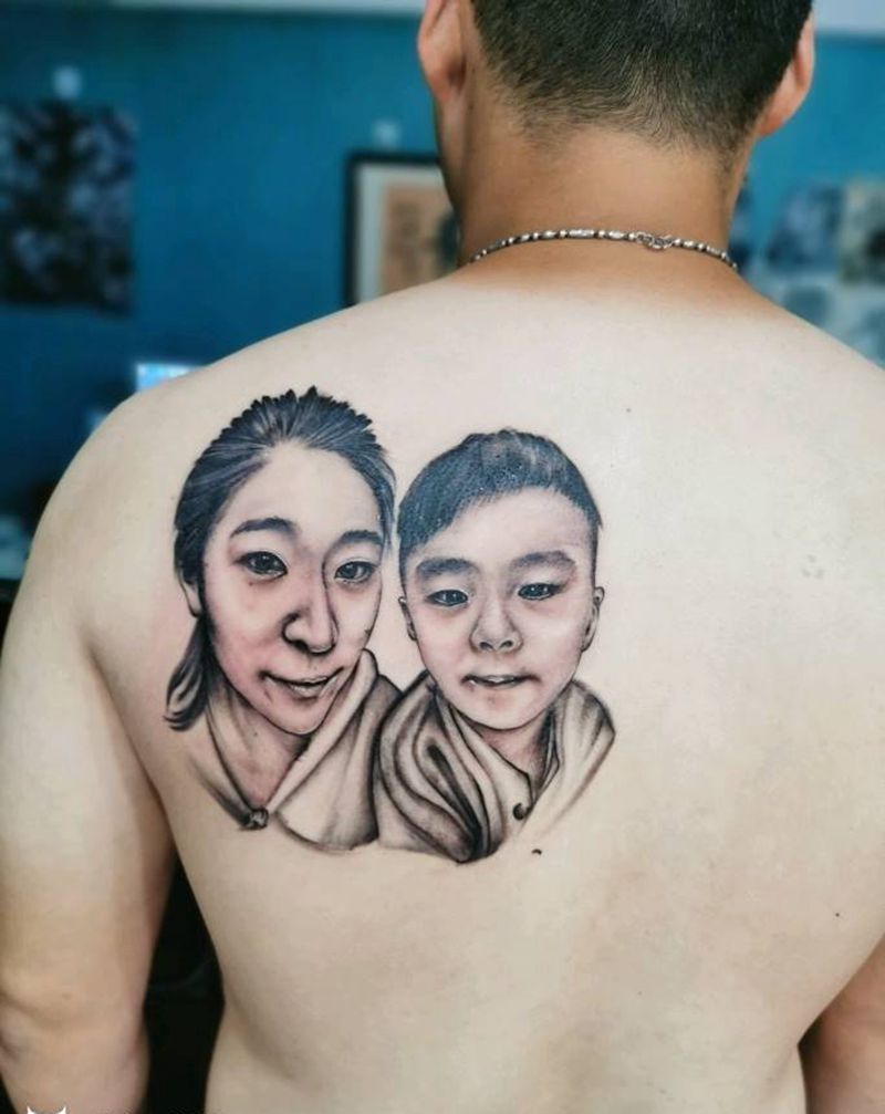肖像纹身图片_背部纹身图案