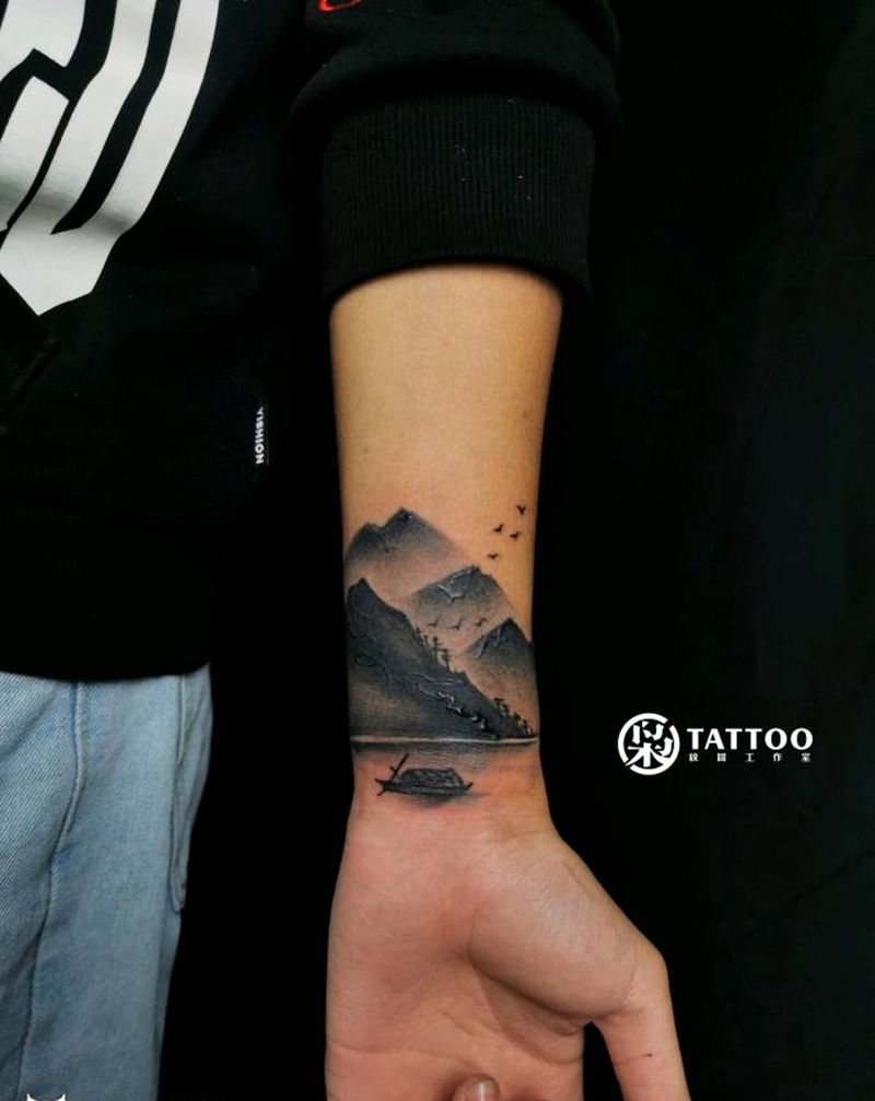 小图组合纹身图片_手臂水墨纹身图案