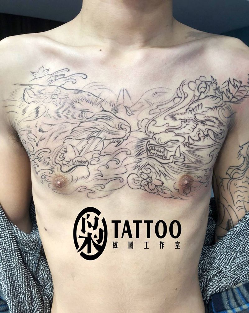 花胸（未完成）纹身图片