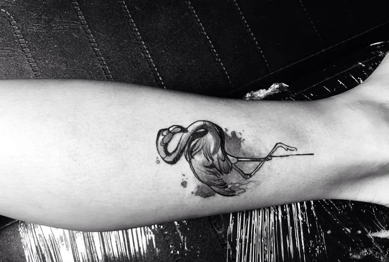 水墨鹤纹身图片