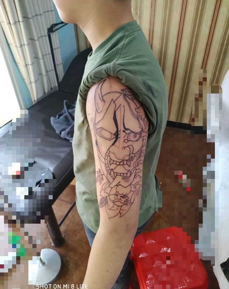 般若纹身图片_手臂老传统般若纹身图案