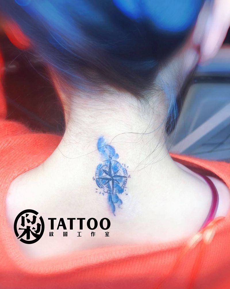 脖子失败线条遮盖纹身图片