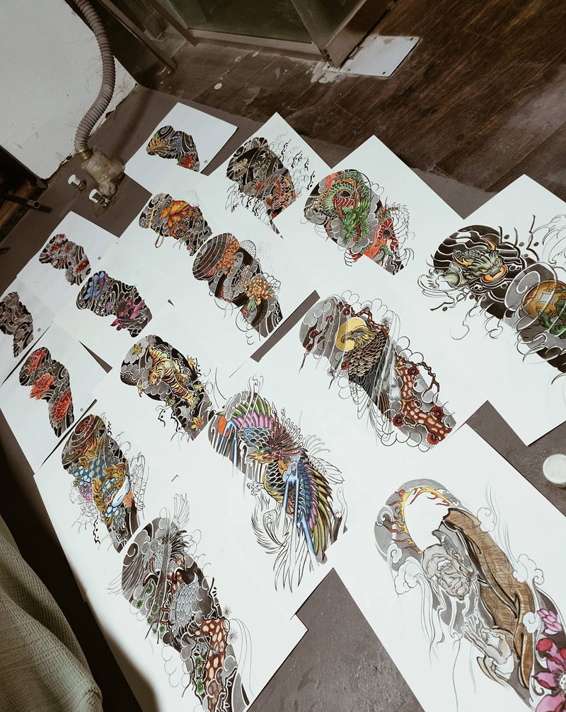 部分原创手稿纹身图片_手臂老传统纹身图案