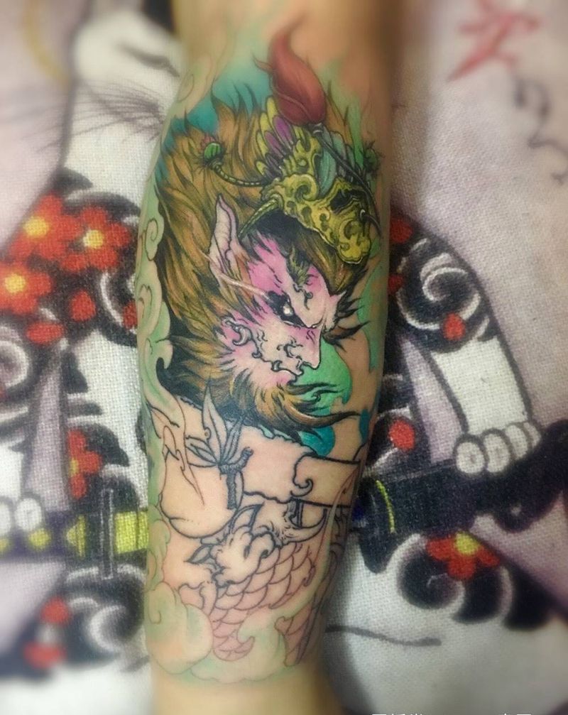 悟空罚跪之《偷桃》（半成品）纹身图片