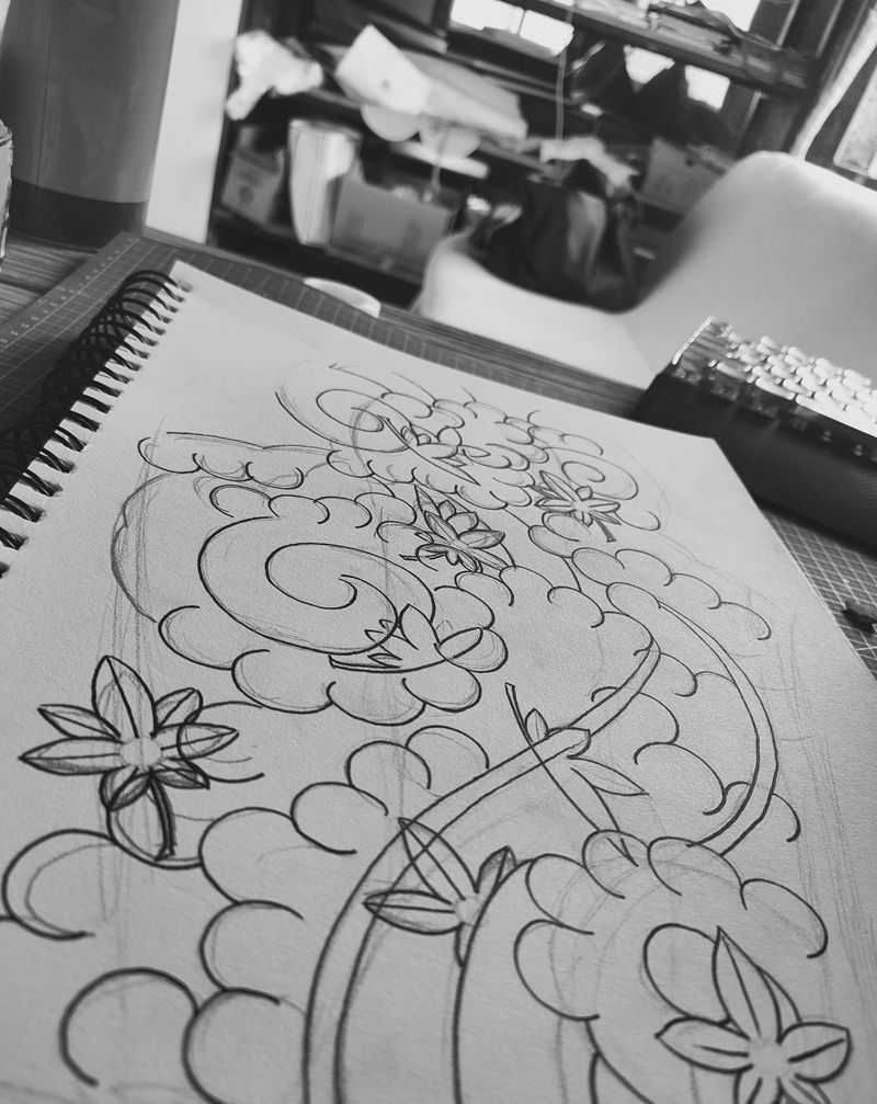 花臂手稿纹身图片_手臂老传统纹身图案