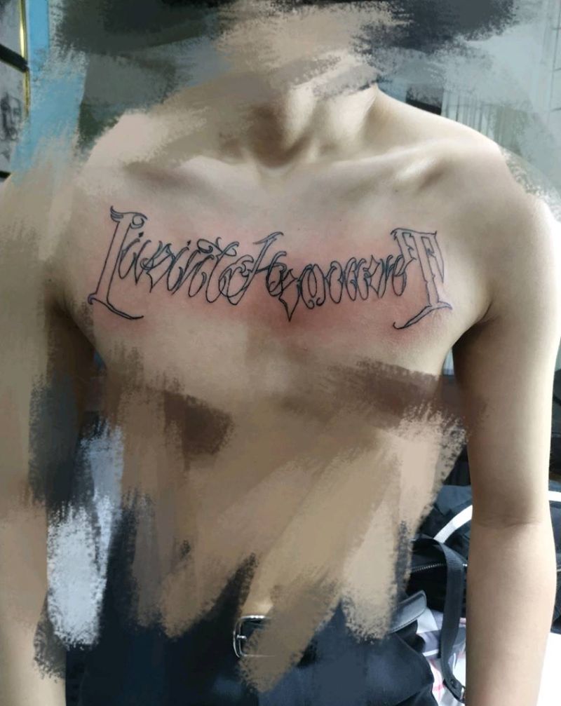 花体字未完成纹身图片