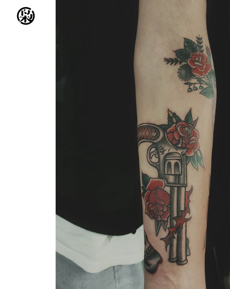 OS拼接纹身图片_手臂Old School纹身图案