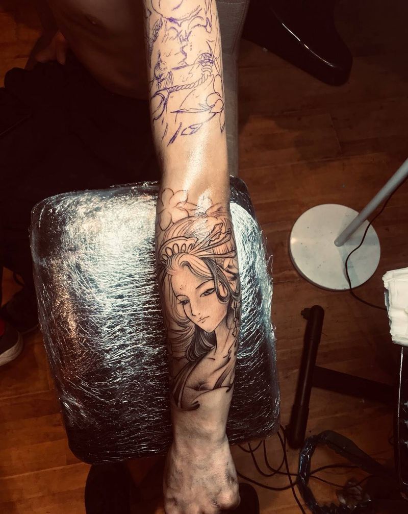 艺妓没做完纹身图片