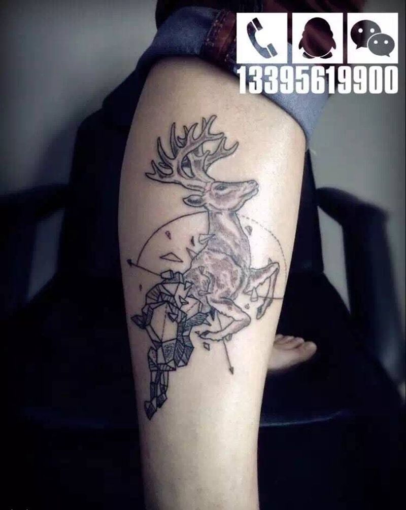 几何鹿纹身图片_成品纹身图案