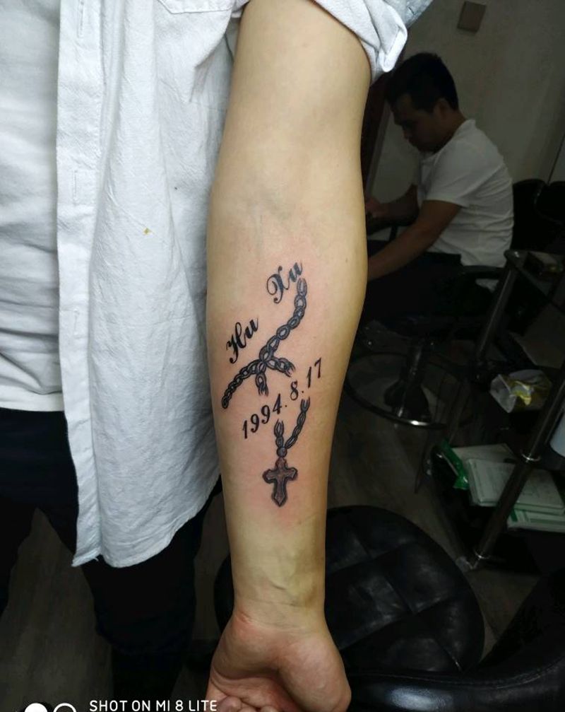 十字架纹身图片_手臂新传统十字架纹身图案