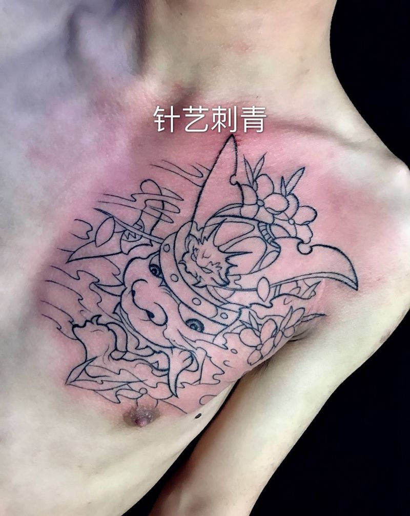 鬼武士纹身图片