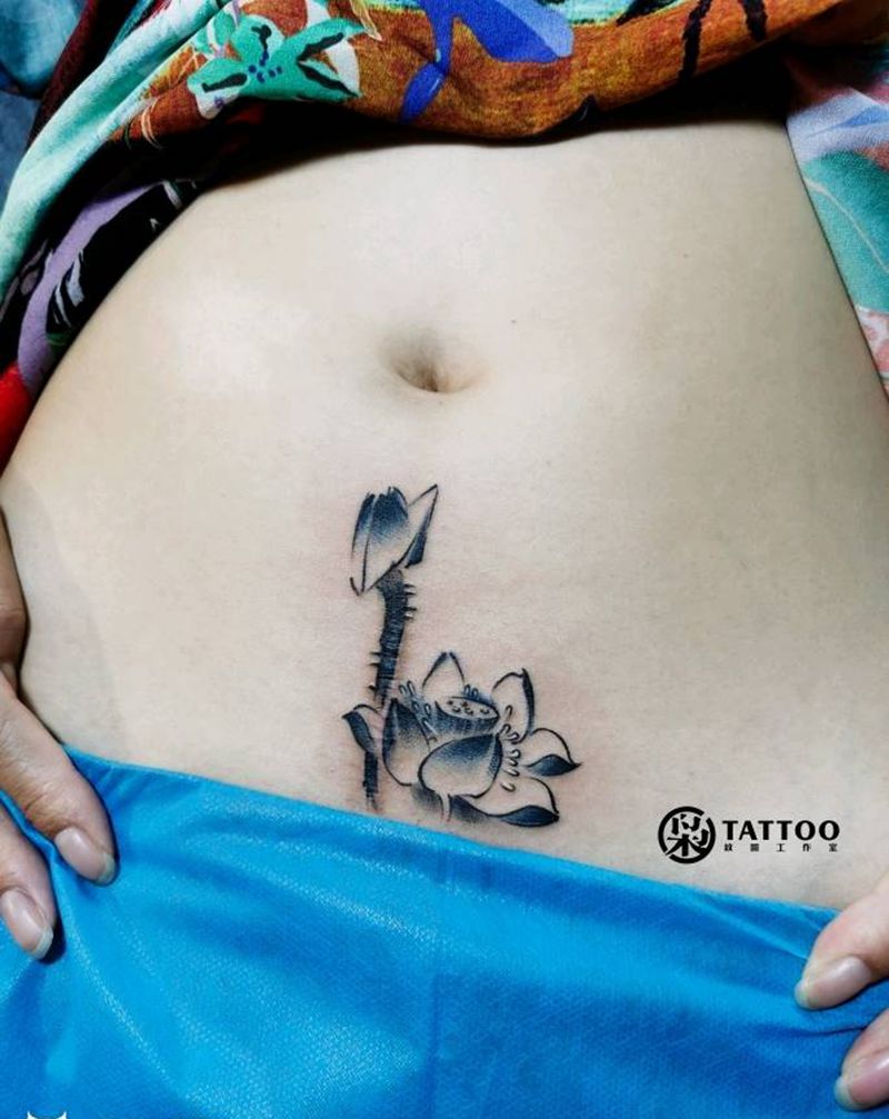 九月出初工纹身图片_腹部纹身图案