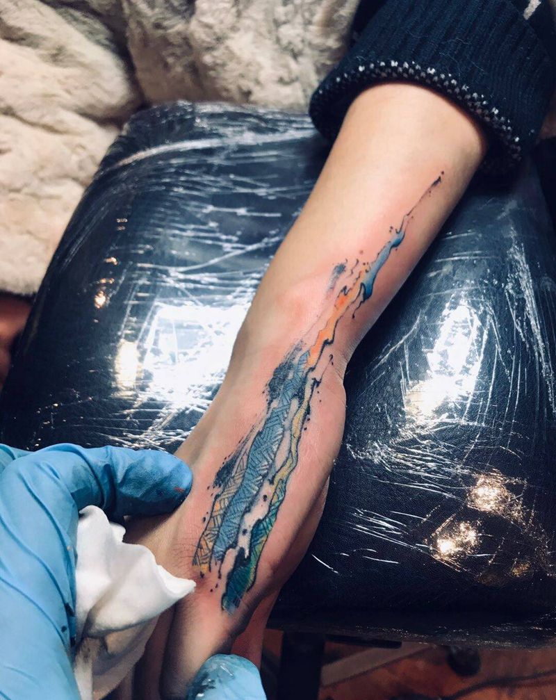 水墨遮盖英语纹身图片