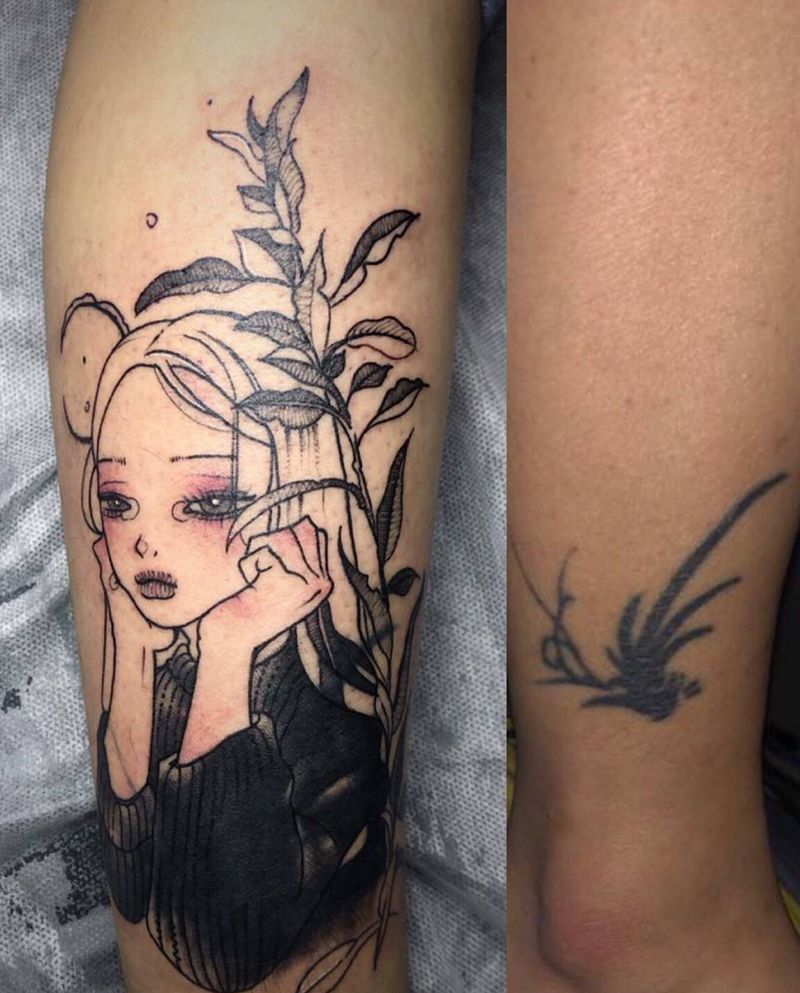 覆盖纹身图片_腿部纹身图案