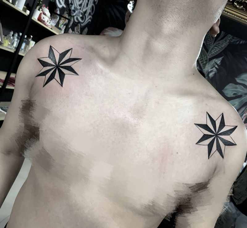 一波小图作品纹身图片_手臂胸部几何纹身图案