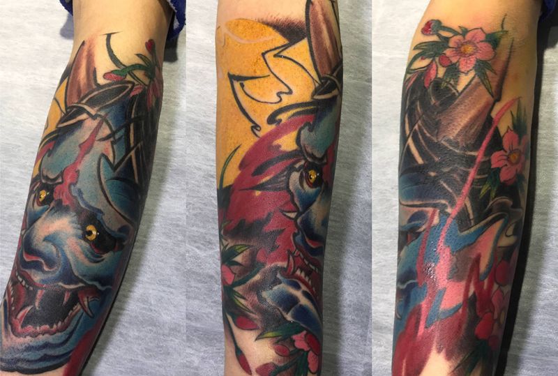 般若纹身图片_手臂新传统纹身图案