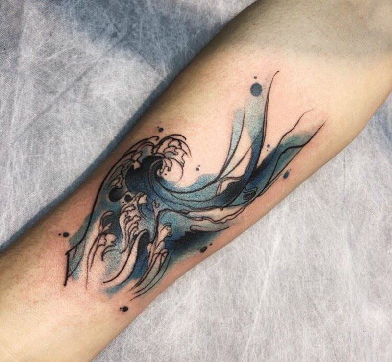 浪纹身图片_手臂纹身图案