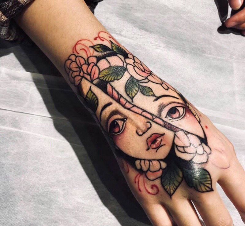 school纹身图片_手部纹身图案