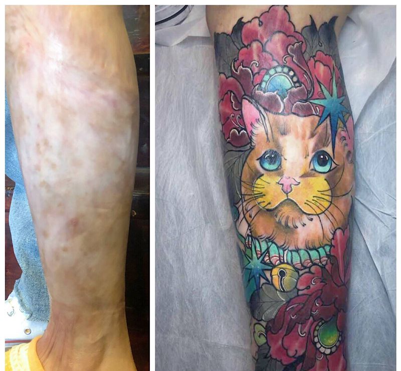 覆盖纹身纹身图片_腿部纹身图案