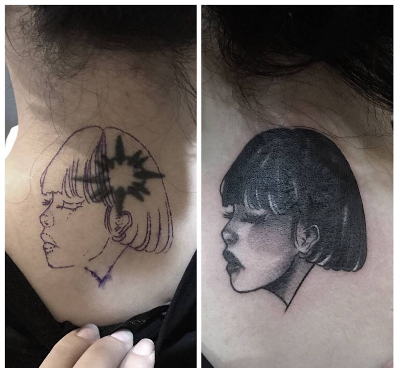 覆盖纹身图片_颈部纹身图案