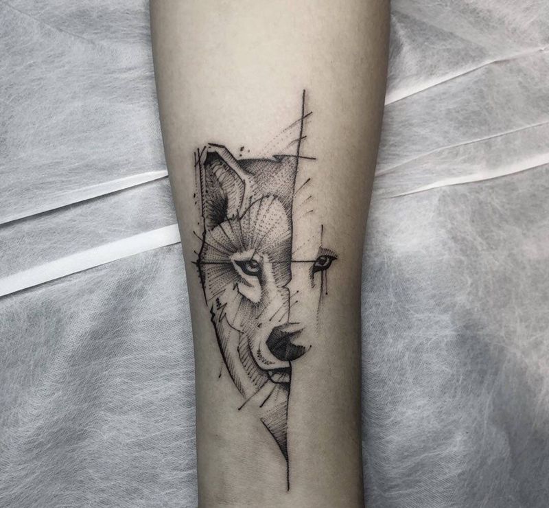 线条纹身图片_手臂纹身图案