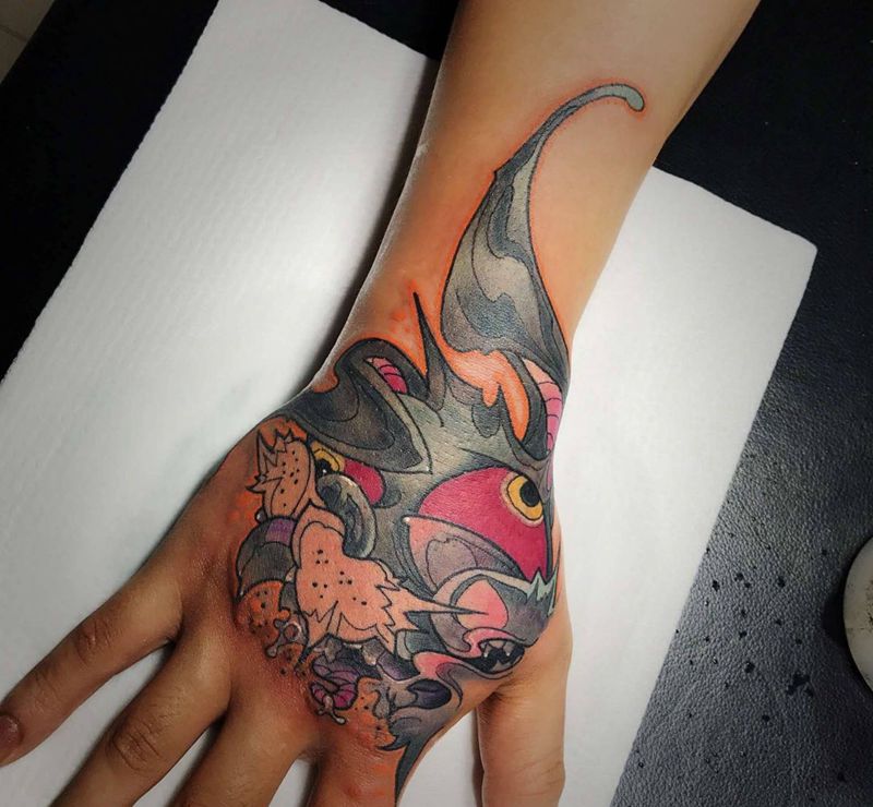 手背school纹身图片