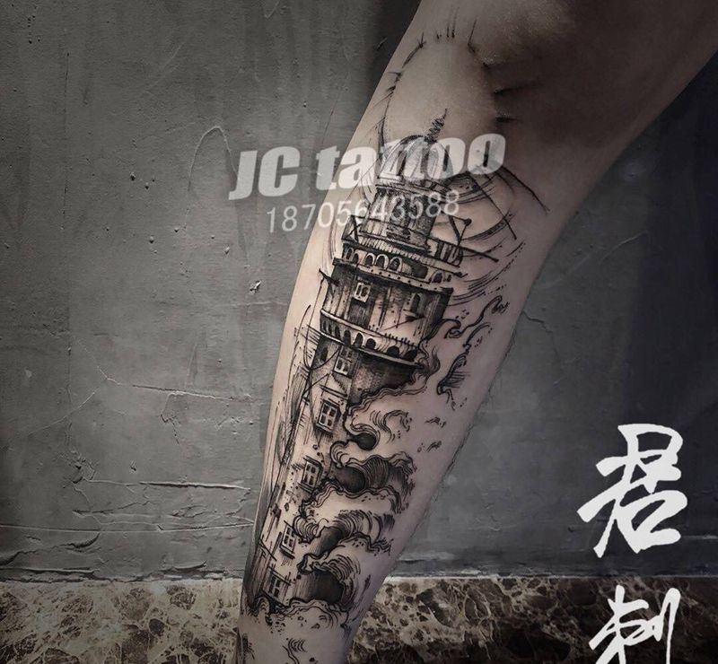 塔纹身图片