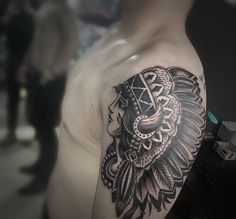 印第安女纹身图片