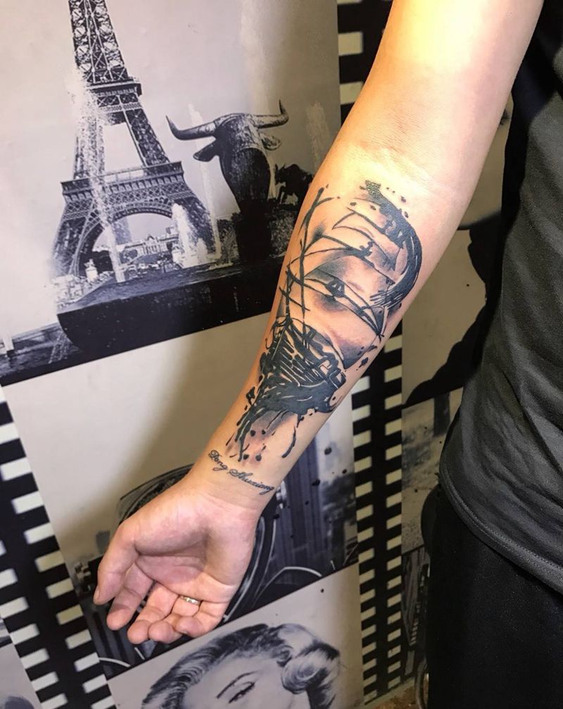 欧美船帆纹身图片