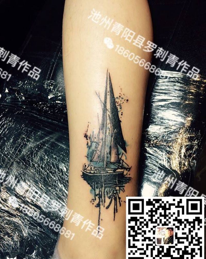 小船纹身图片