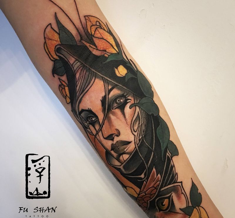 school女郎纹身图片