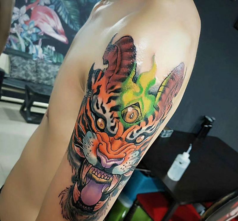 New school老虎纹身图片