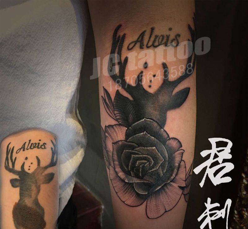 鹿修改纹身图片