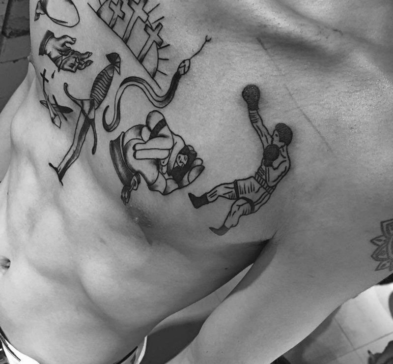 老欧美 花胸纹身图片