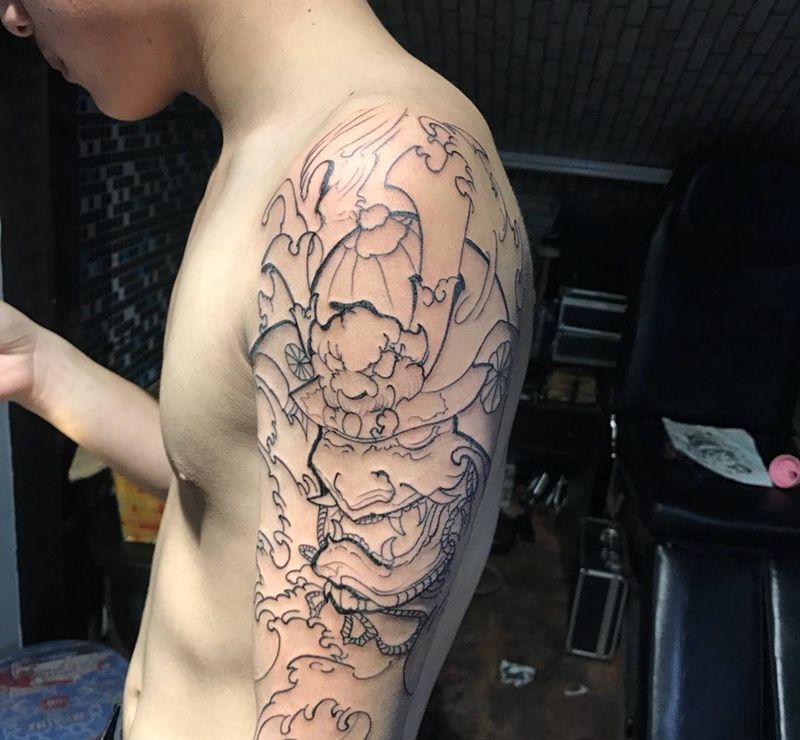 鬼武士纹身图片