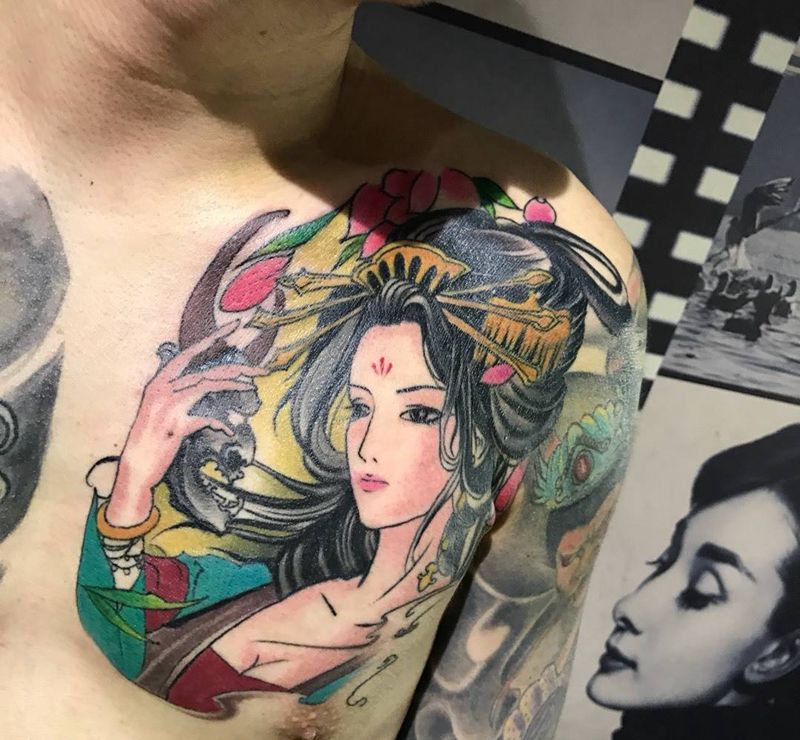 艺妓纹身图片