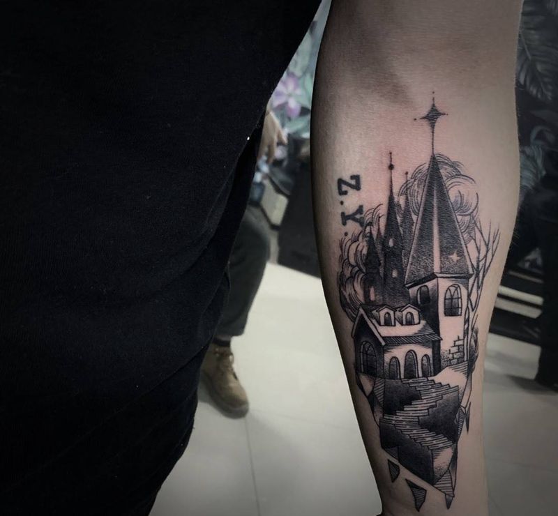建筑物纹身图片