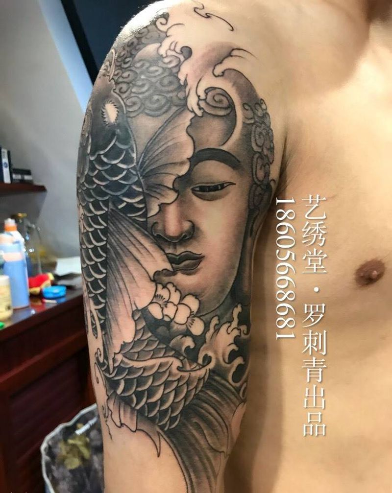 佛和鱼纹身图片