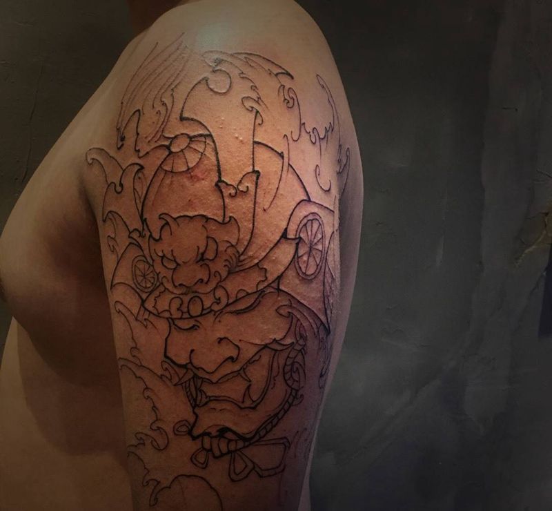 鬼武士纹身图片
