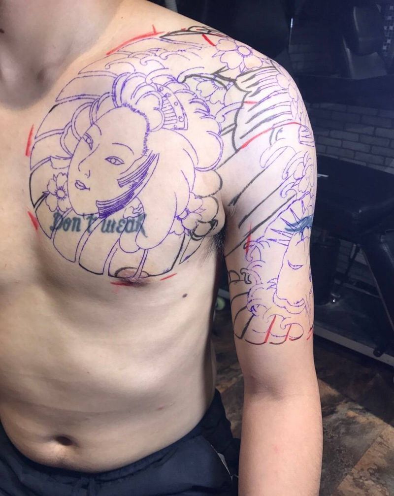 日式半胛纹身图片