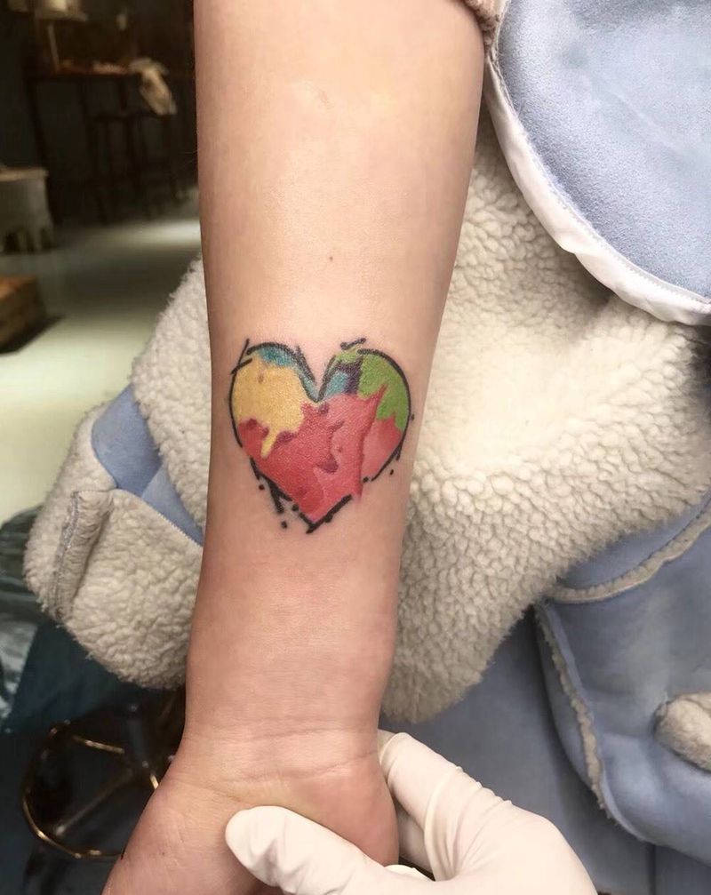 情侣水彩作品纹身图片