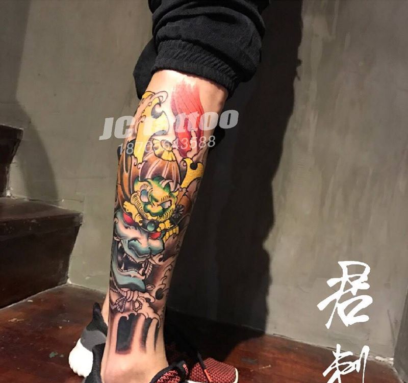 鬼武士纹身图片