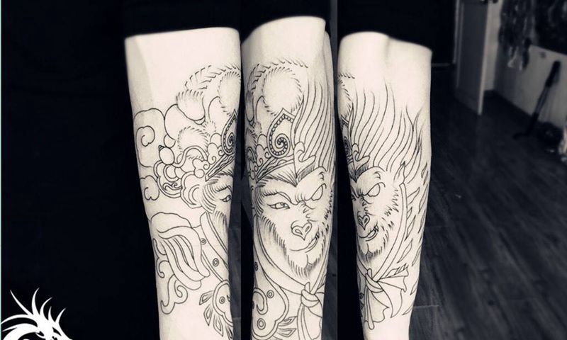 小臂线条纹身图片