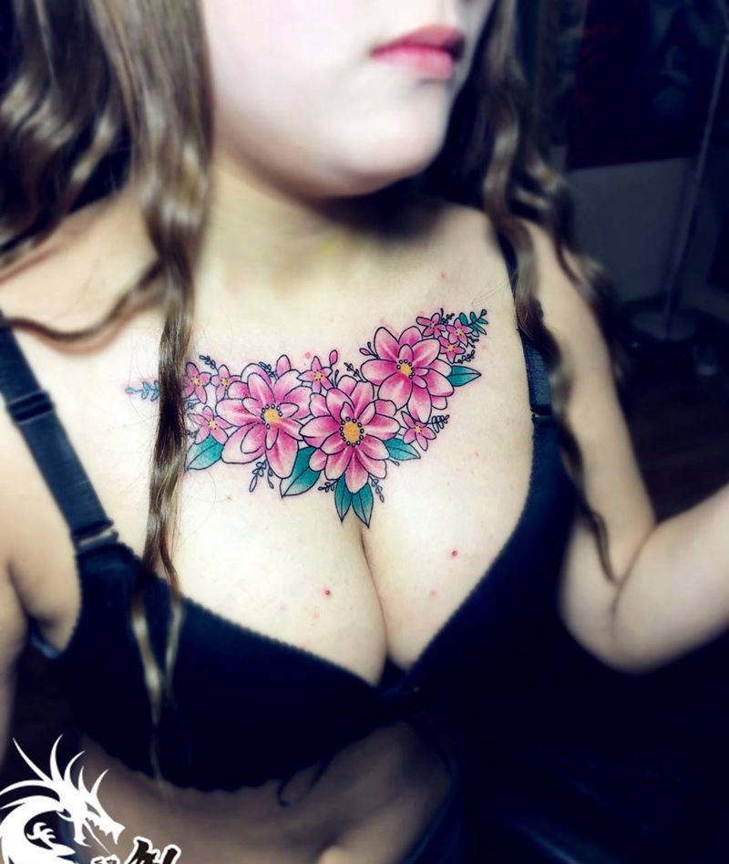花-胸纹身图片