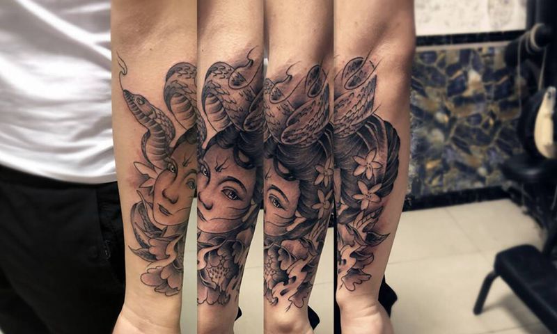 艺妓纹身图片_新传统纹身图案