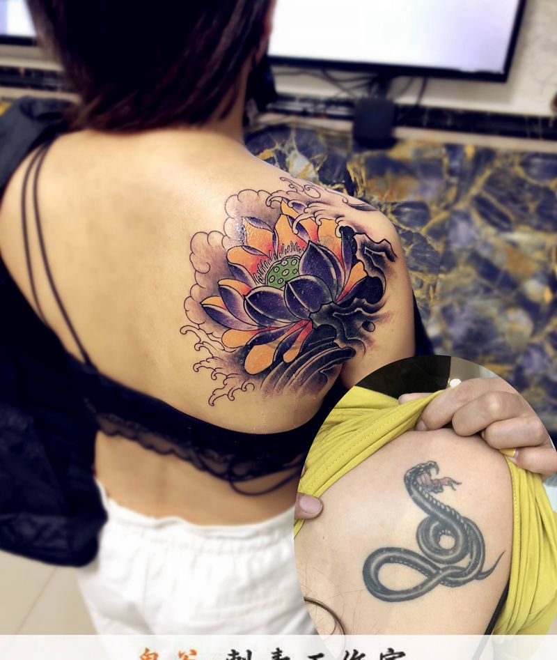盖图纹身图片_背部纹身图案
