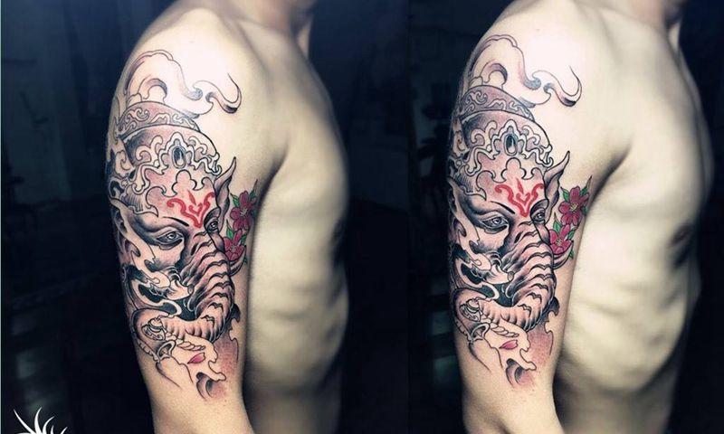 大臂象神纹身图片