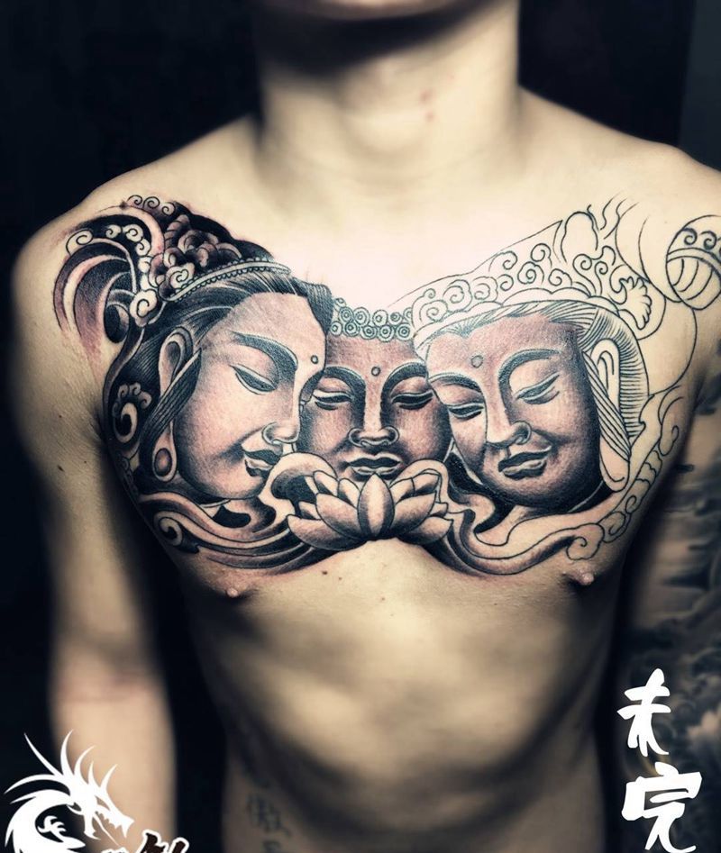 佛头两枚纹身图片