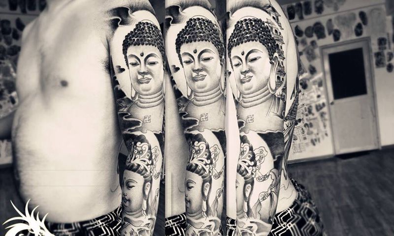 花臂加大臂纹身图片