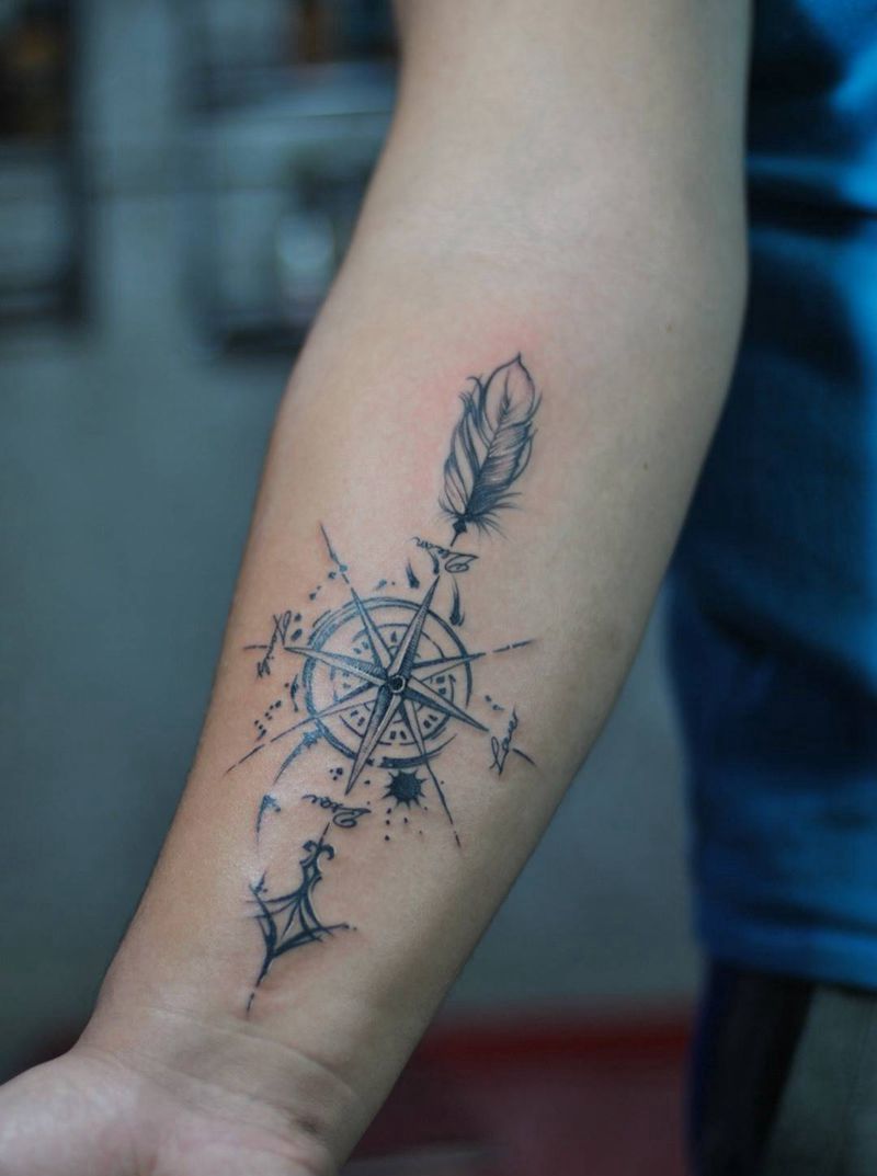 指南针纹身图片